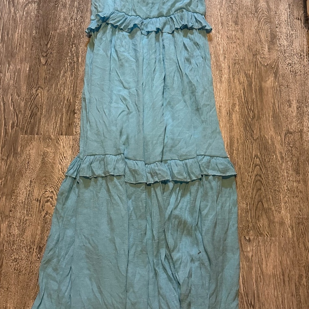 Blue Ruffled Maxi Dress